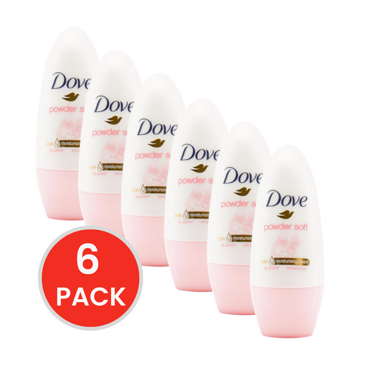 DOVE 40ml ROLL ON DEODORANT POWDER SOFT (6 x Pack)