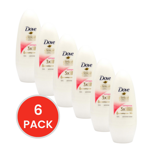 DOVE 50mL CLINICAL PROTECTION ANTIPERSPIRANT DEODORANT ROLL ON POMEGRANATE (6 x Pack)