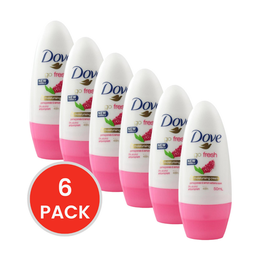 DOVE 50mL DEODORANT ROLL ON GO FRESH POMEGRANATE & LEMON VERBENA (6 x Pack)