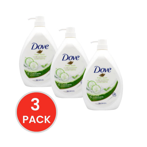 DOVE 1000mL BODY WASH FRESH TOUCH CUCUMBER X GREEN TEA (3 X Pack)