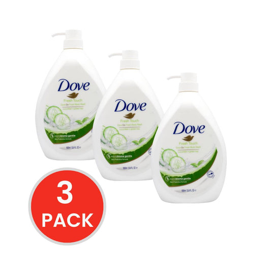 DOVE 1000mL BODY WASH FRESH TOUCH CUCUMBER X GREEN TEA (3 X Pack)