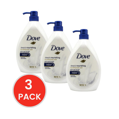 DOVE NOURISHING BODY WASH DEEPLY NOURISHING 1000ml (3 x Pack)