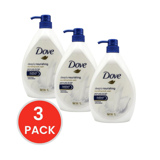 DOVE NOURISHING BODY WASH DEEPLY NOURISHING 1000ml (3 x Pack)