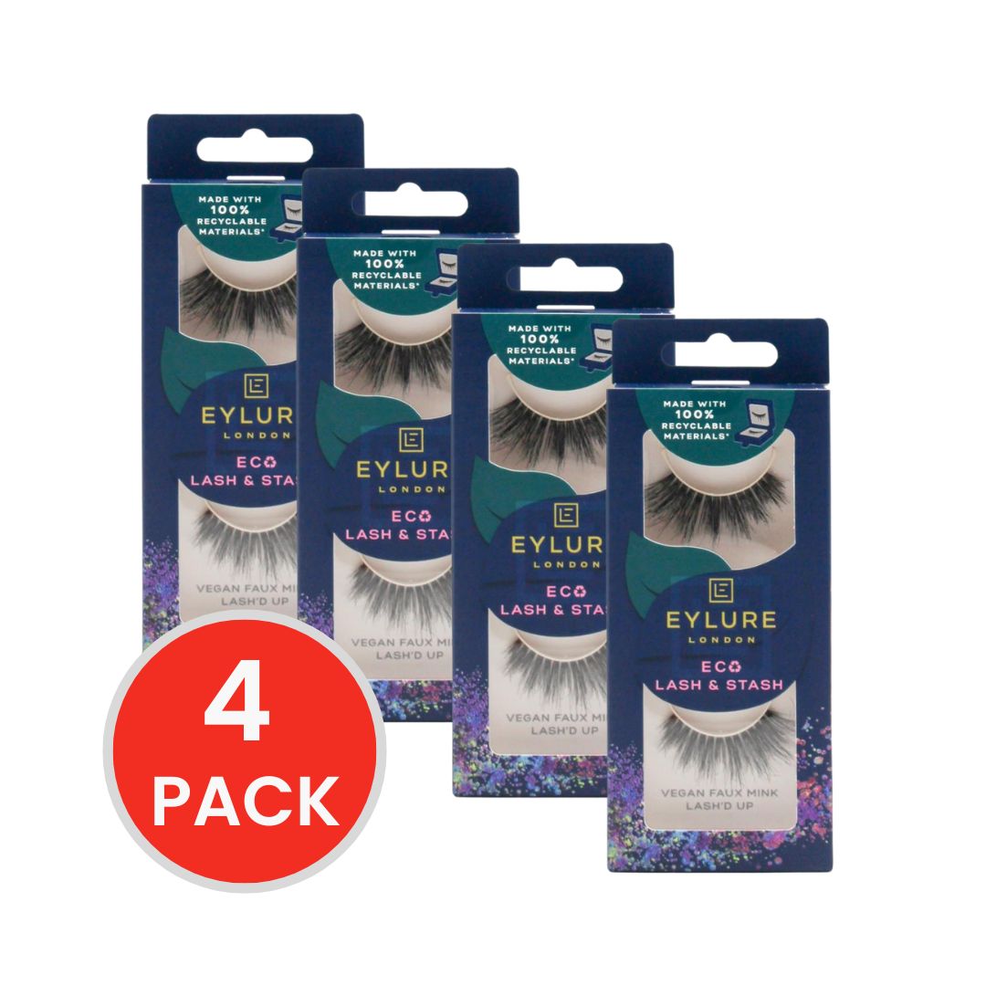 EYLURE LONDON LASHES LASH AND STASH VEGAN FAUX MINK LASH'D UP (4x Pack)