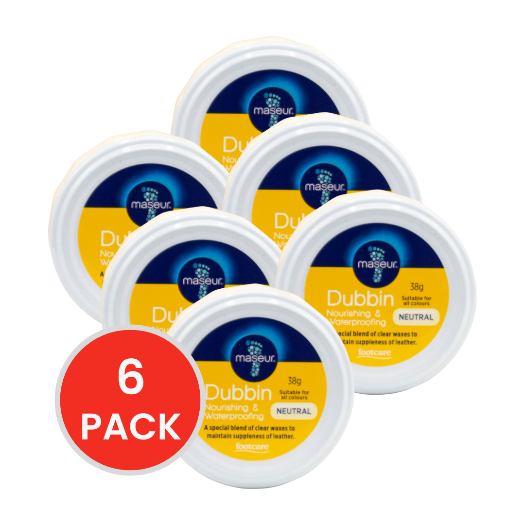 FOOTCARE 38g SHOE POLISH BY MASEUR DUBBIN NOURISHING AND WATERPROOFING SUITABLE FOR ALL COLOURS NEUTRAL (6x Pack)