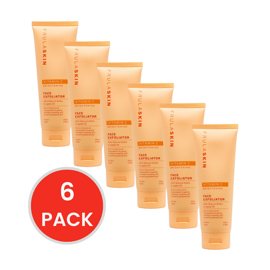 FRULA SKIN FACE EXFOLIATOR BRIGHTENING VITAMIN C WITH NATURAL AHA'S AND JOJOBA OIL 100ml (6 x Pack)