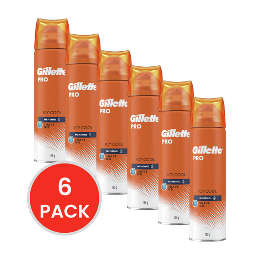 GILLETTE 195G SHAVING GEL PRO MENTHOL ICY COOL (6x Pack)