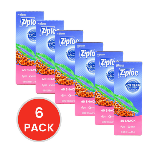 ZIPLOC PK60 SNACK BAGS (6x Pack)