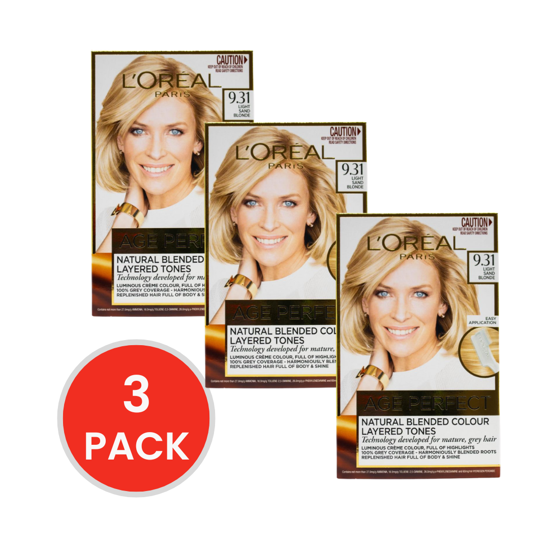 L'Oreal Age Perfect Hair Colour Light Sand Blonde 9.31 (3 Pack)