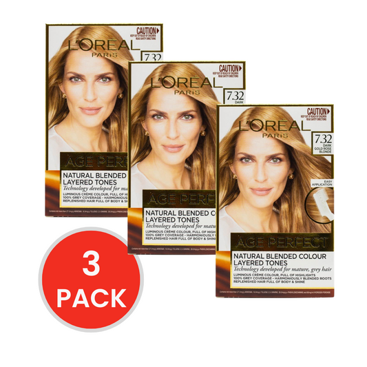 LOREAL HAIR COLOUR AGE PERFECT 7.32 DARK GOLD ROSE BLONDE (3x Pack)