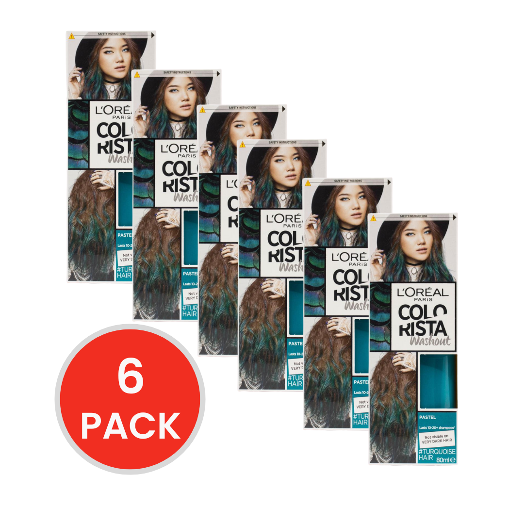 L'Oreal Paris Colorista Washout Hair Colour Turquoise 80mL (6 Pack)