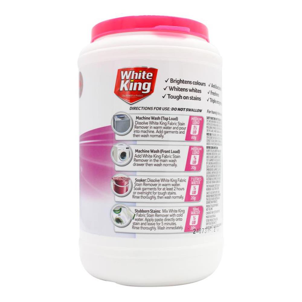 White King 1kg Fabric Stain Remover Oxy Powder Regular Safe On Colours (6x Pack)
