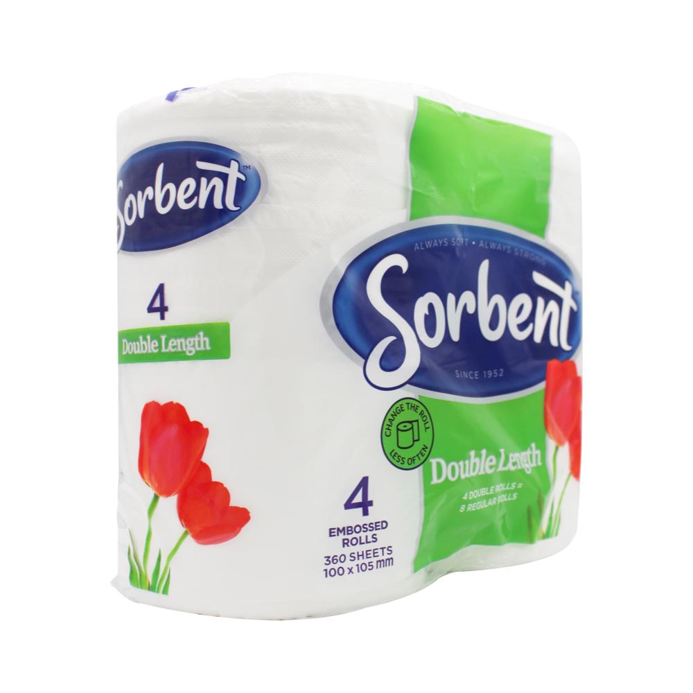 Sorbent Pk4 Toilet Tissue 100 X 105mm Double Length (10 Pack)