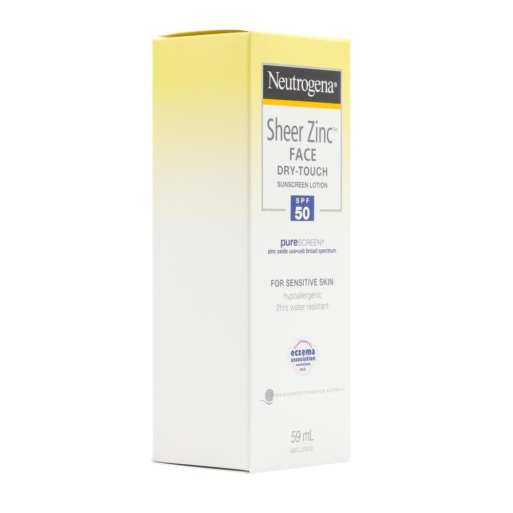 NEUTROGENA 59ml SUNSCREEN LOTION SHEER ZINC FOR FACE SPF 50DRY TOUCH (12x Pack)