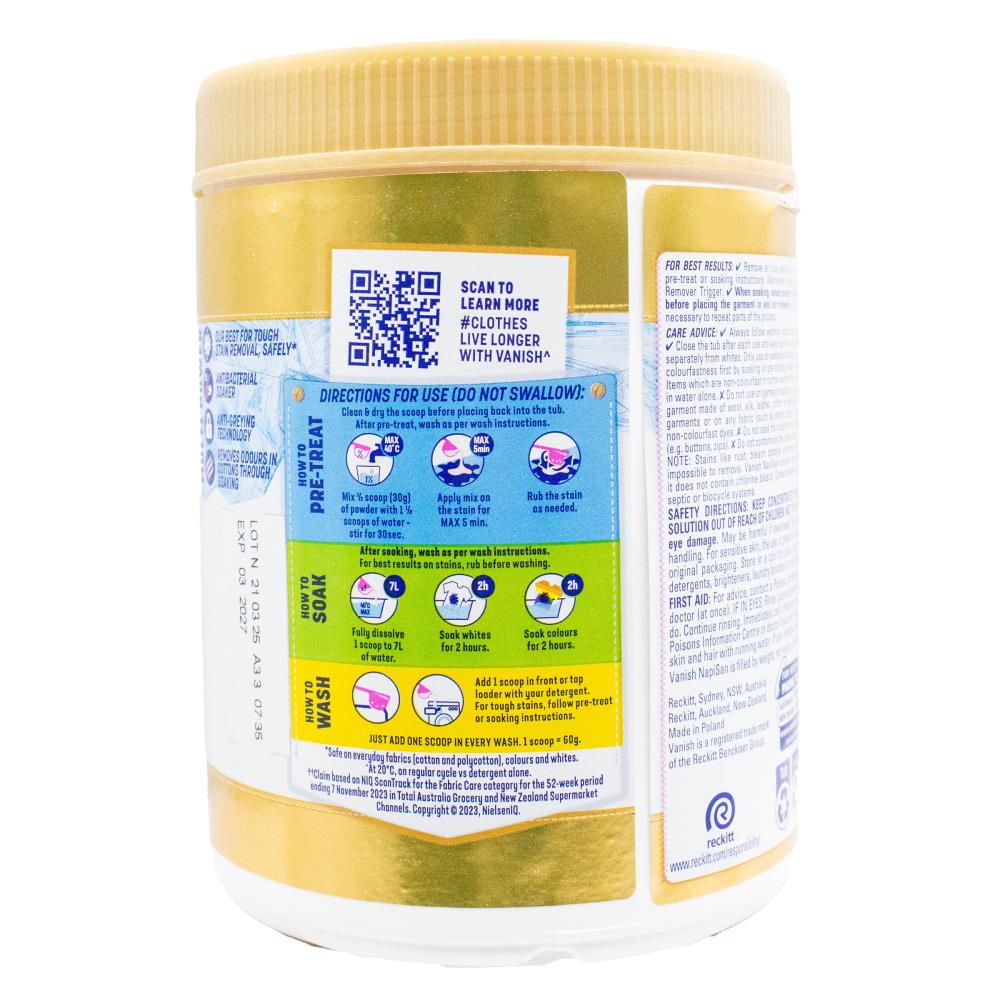 Vanish Napisan Oxi Action Gold Pro Stain Remover 1kg (6 Pack)