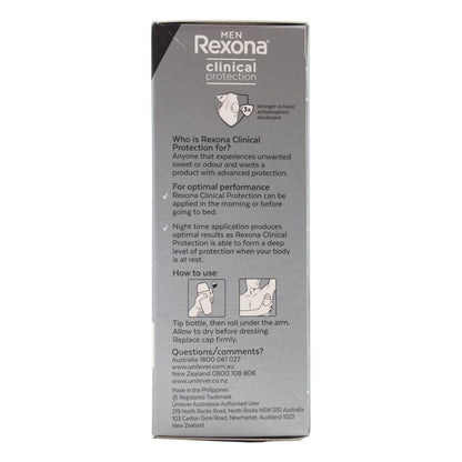REXONA MEN 50mL ROLL ON ANTIPERSPIRANT DEODORANT CLINICAL PROTECT CLEAN SCENT (6x Pack)