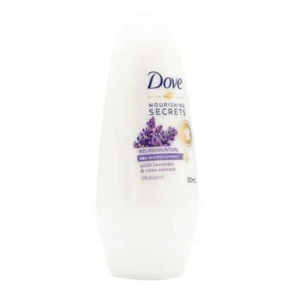 DOVE 50mL ROLL ON DEODORANT WITH LAVENDER & ROSE EXTRACT (6 x Pack)