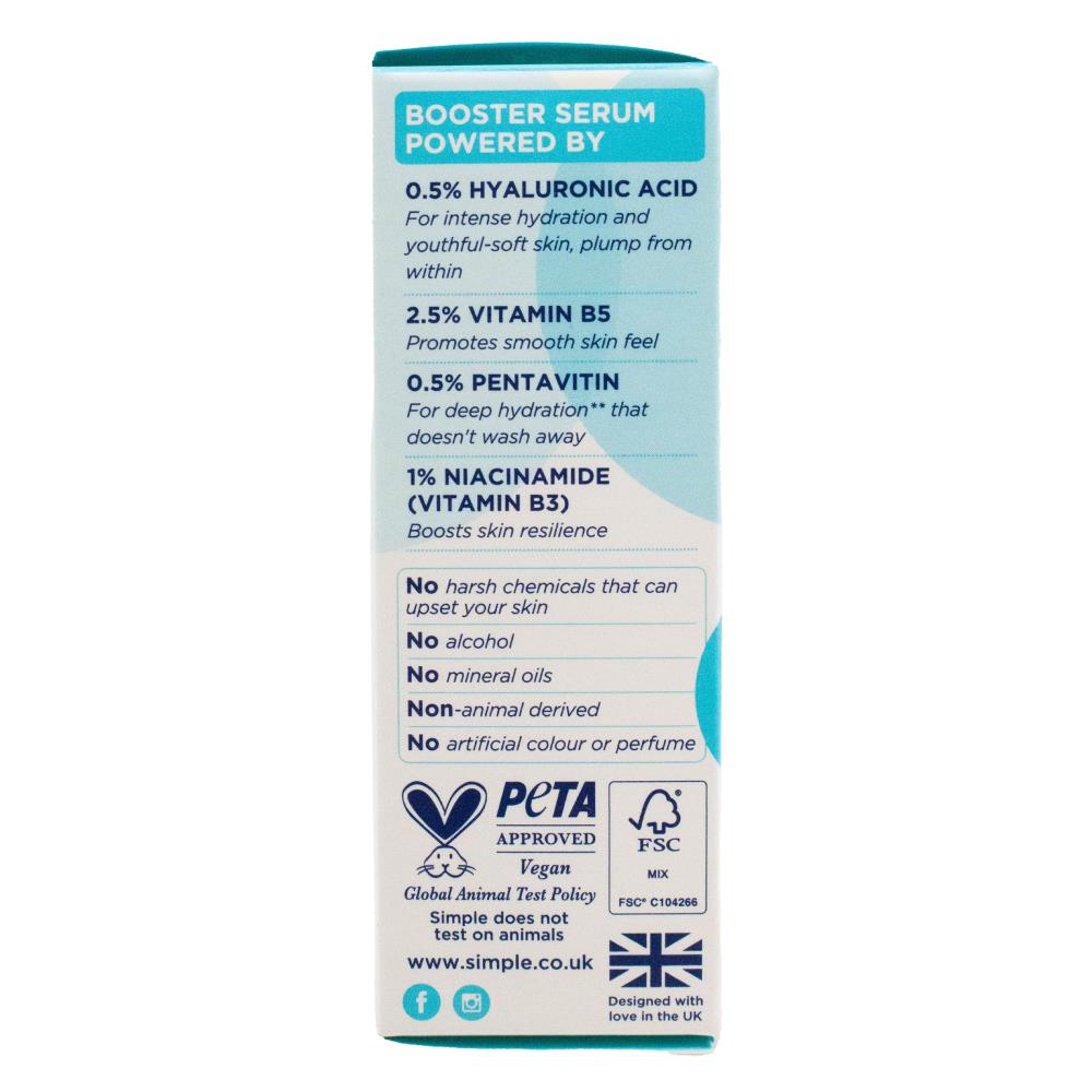 SIMPLE 30mL SERUM HYALURONIC ACID AND B5 3% ALL SKIN TYPES (5x Pack)