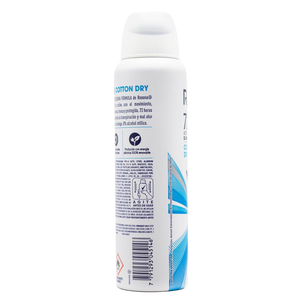 REXONA 150mL / 89g ANTIPERSPIRANT 72H COTTON DRY (12x Pack)