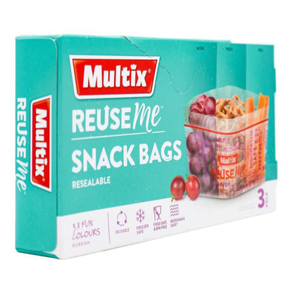 MULTIX PK3 REUSEME SNACK BAGS RESEALABLE 16.5cm x 8.5cm (7x Pack)