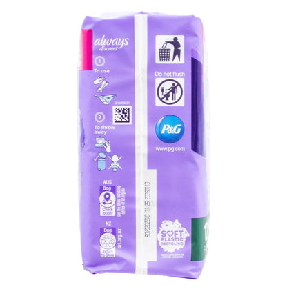 Always Pads Discreet for Sensitive Bladder 3 in 1 Odour Control Dryness and Comfort Normal 4 X 12pk (Value Pack 48)