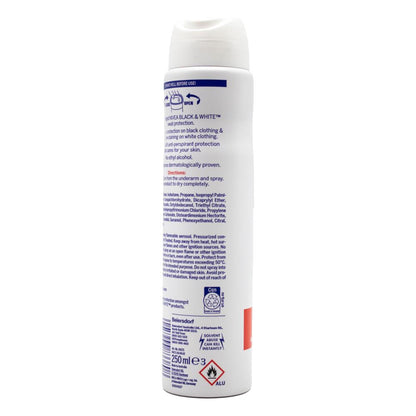 NIVEA 153g / 250ml ANTIPERSPIRANT DEODORANT BLACK AND WHITE MAX PROTECTION (6x Pack)