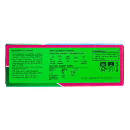 BEROCCA PK10 EFFERVESCENT TABLETS HYDRATE RASPBERRY BLACKCURRANT FLAVOUR (10x Pack)