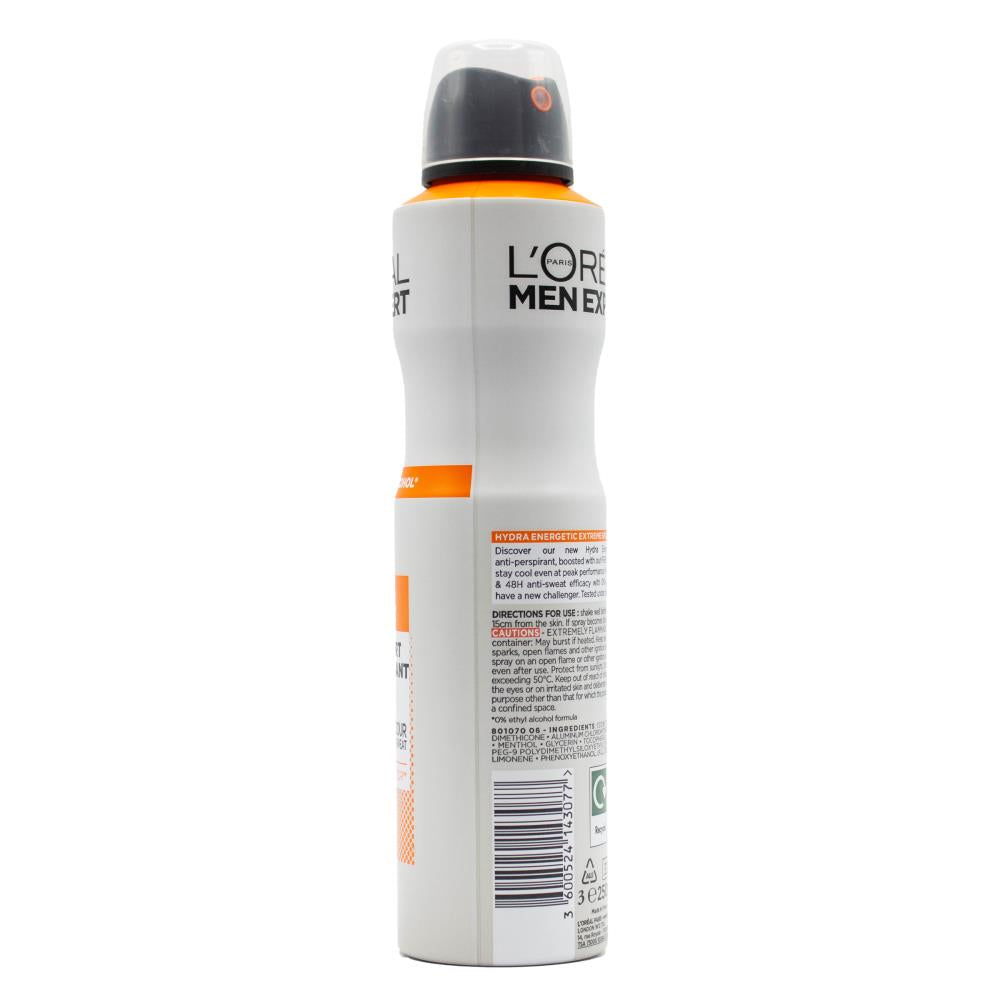 LOREAL 250mL ANTIPERSPIRANT MEN EXPERT HYDRA ENERGETIC EXTREME SPORT ANTI ODOUR ( 6 x Pack)
