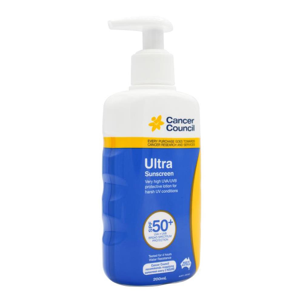 Cancer Council Sunscreen Ultra Spf+ 50 200ml (4 Pack)