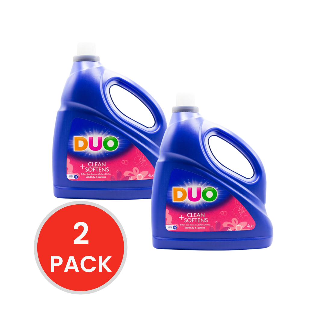 DUO 4L LAUNDRY LIQUID FRONT & TOP LOADER 2X CONCENTRATE CLEANS + SOFTENER (2x Pack)