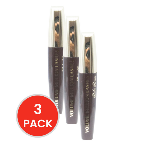 LOREAL 11.5mL MASCARA VOLUME MILLION LASHES BROWN (3x Pack)