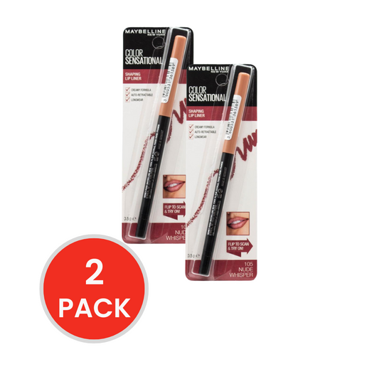 MAYBELLINE 0.5g SHAPING LIP LINER COLOR SENSATIONAL NUDE WHISPER 105 CARDED (2x Pack)