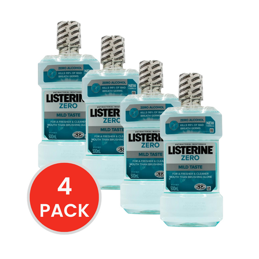 LISTERINE 500mL MOUTHWASH ZERO MILD TASTE (4x Pack)