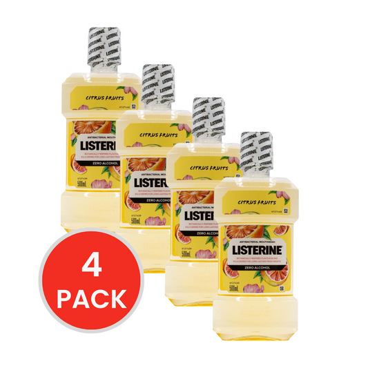 LISTERINE 500mL MOUTHWASH CITRUS FRUIT ZERO ALCOHOL (4x Pack)