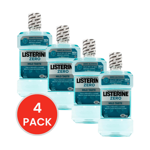 LISTERINE 1L MOUTHWASH ZERO MILD TASTE (4x Pack)