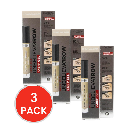 LOREAL PARIS 3.4mL UNBELIEVABROW INFAILLIBLE UP TO 48G GEL LIGHT COOL BLONDE 8.0 (3x Pack)