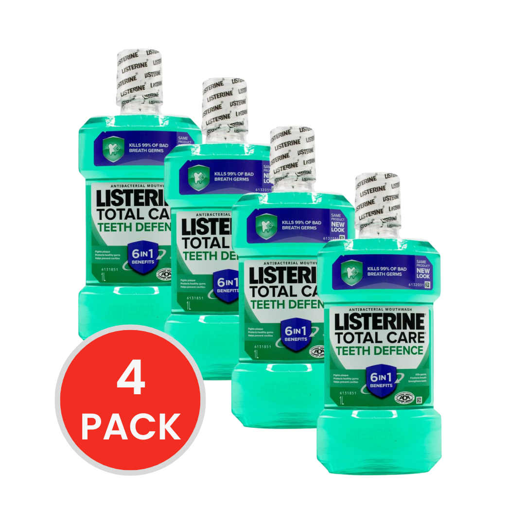 LISTERINE 1L ANTIBACTERIAL MOUTHWASH TOTAL CARE TEETH DEFENCE (4x Pack)