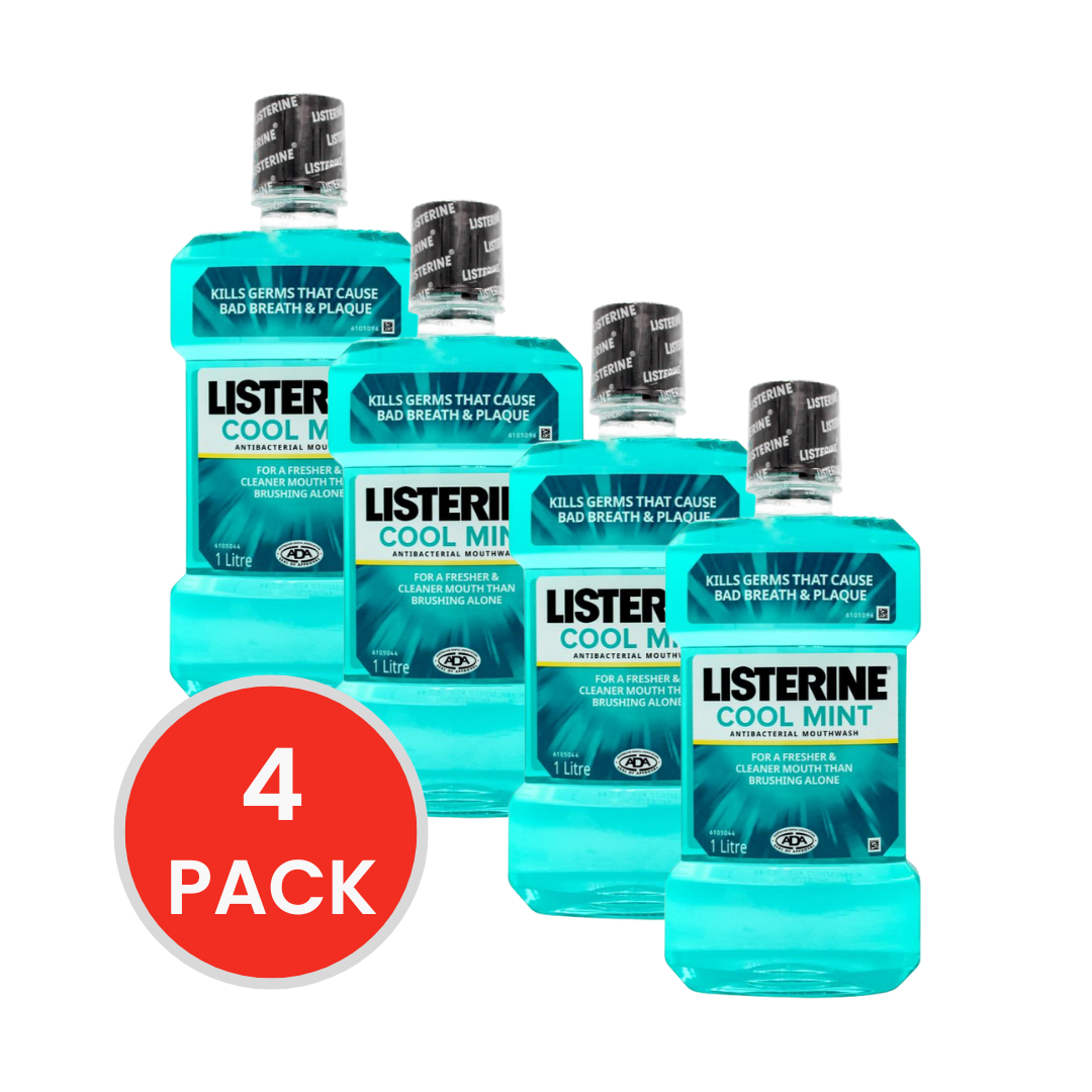 LISTERINE 1L ANTIBACTERIAL MOUTHWASH COOL MINT (4x Pack)