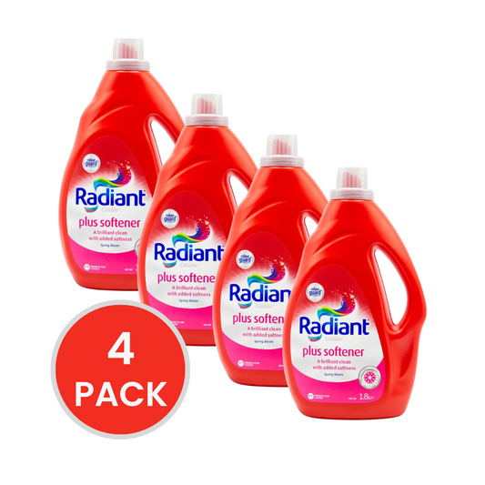 RADIANT 1.8l LAUNDRY LIQUID PLUS SOFTENER FRONT AND TOP LOADER SPRING BLOOM (4x Pack)
