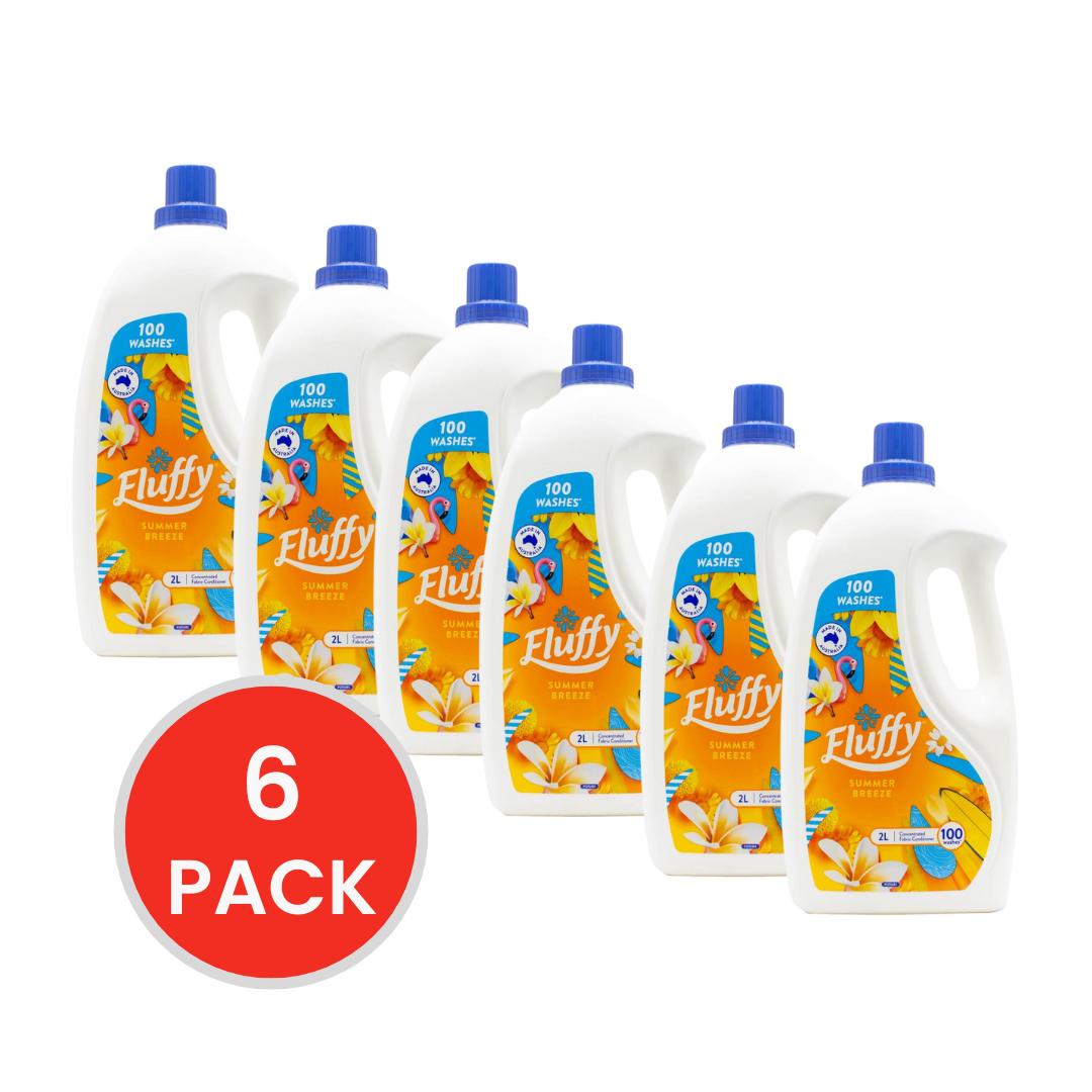 Fluffy Concentrated Fabric Conditioner Summer Breeze 2L (6 Pack)