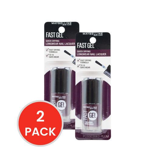 MAYBELLINE 7mL NAIL LACQUER LONGWEAR FAST GEL POSSESSED PLUM (CARDED) (2x Pack)