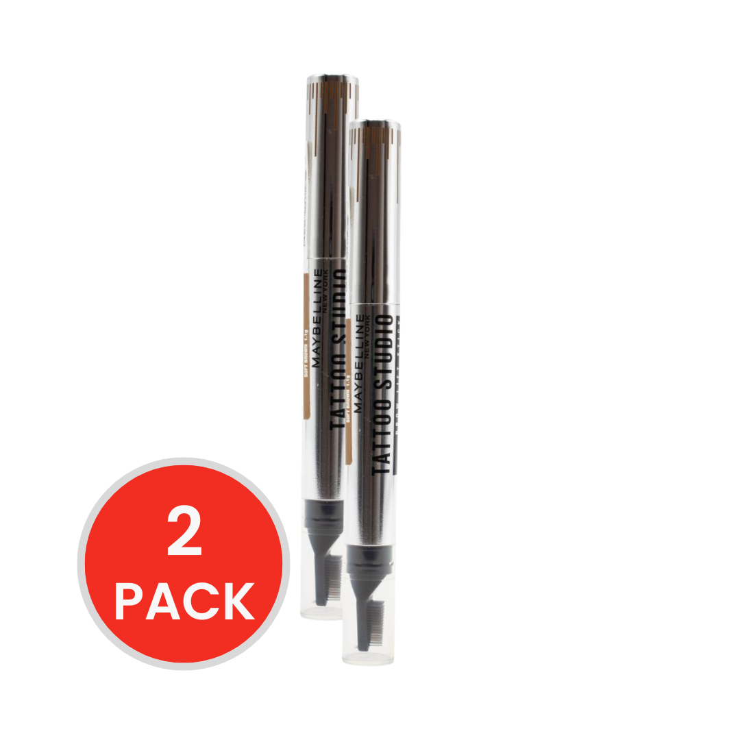 Maybelline Tattoo Studio Brow Lift Stick Soft Brown 255 1.1g (2 Pack)