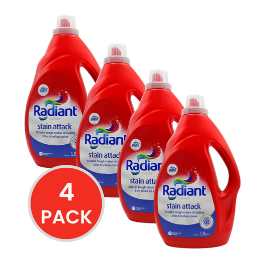RADIANT 1.8L STAIN ATTACK LAUNDRY LIQUID FRONT & TOP LOADER (4 x Pack)