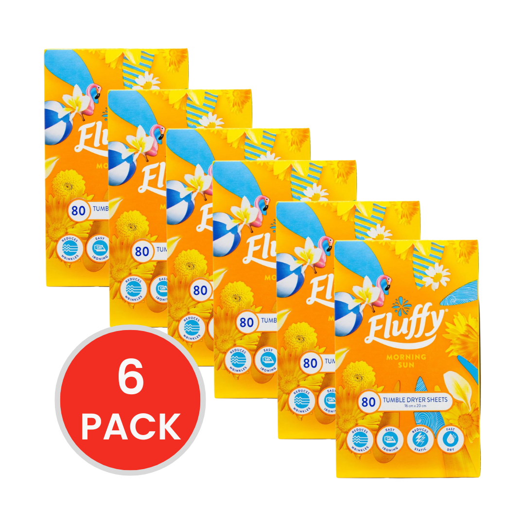 Fluffy Tumble Dryer Sheets Morning Sun PK80 (6 Pack)