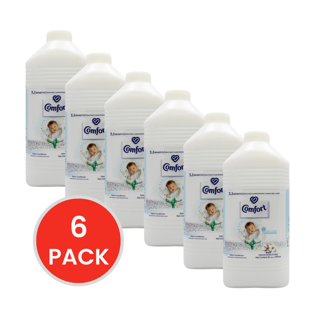 Comfort Fabric Conditioner Pure Natural Gentle & Mild 2L (6 Pack)