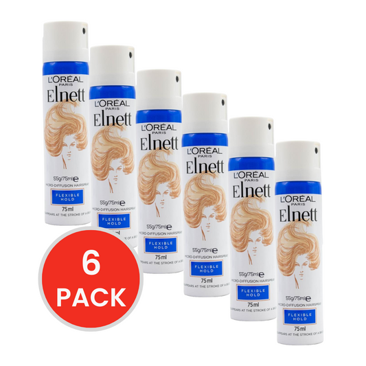 LOREAL PARIS 55g / 75ml HAIRSPRAY ELNETT FLEXIBLE HOLD (6x Pack)