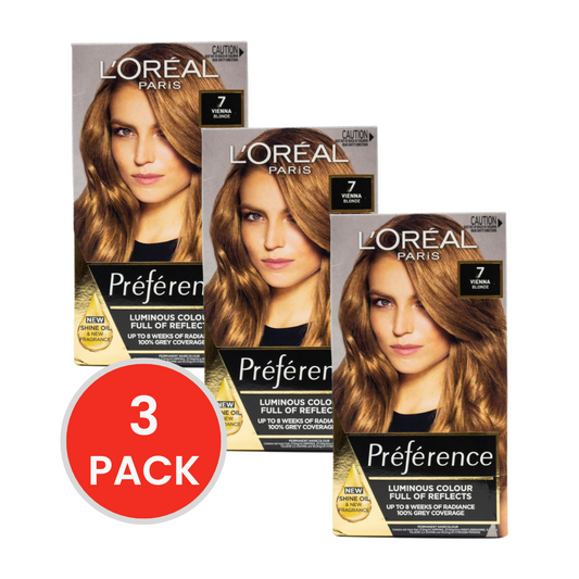 LOREAL SUPERIOR PREFERENCE PERMANENT HAIR COLOUR 7 VIENNA DARK BLONDE (3x Pack)
