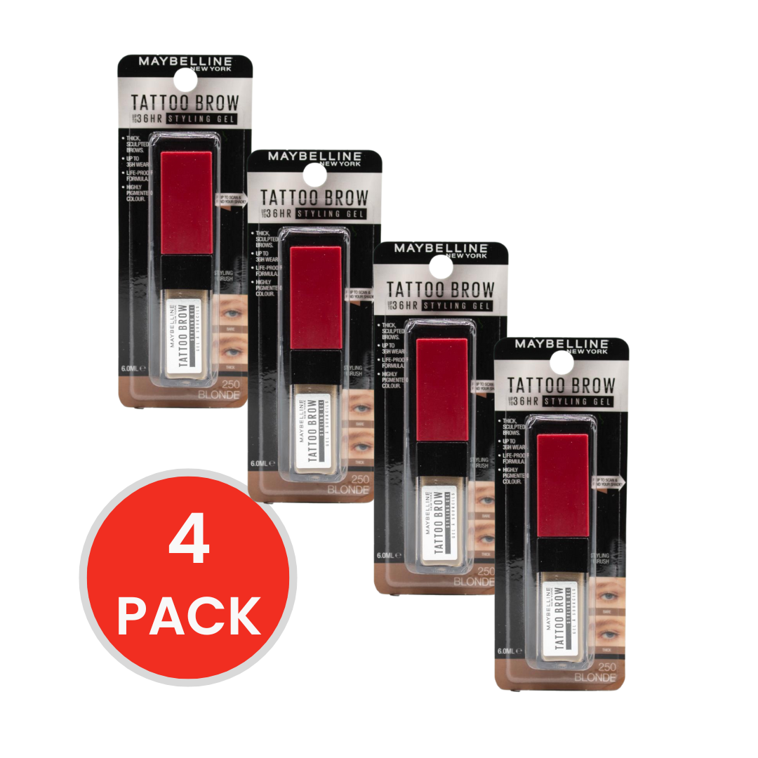 Maybelline 6mL Tattoo Brow 36 Hour Styling Gel Blonde 250 (4x Pack)