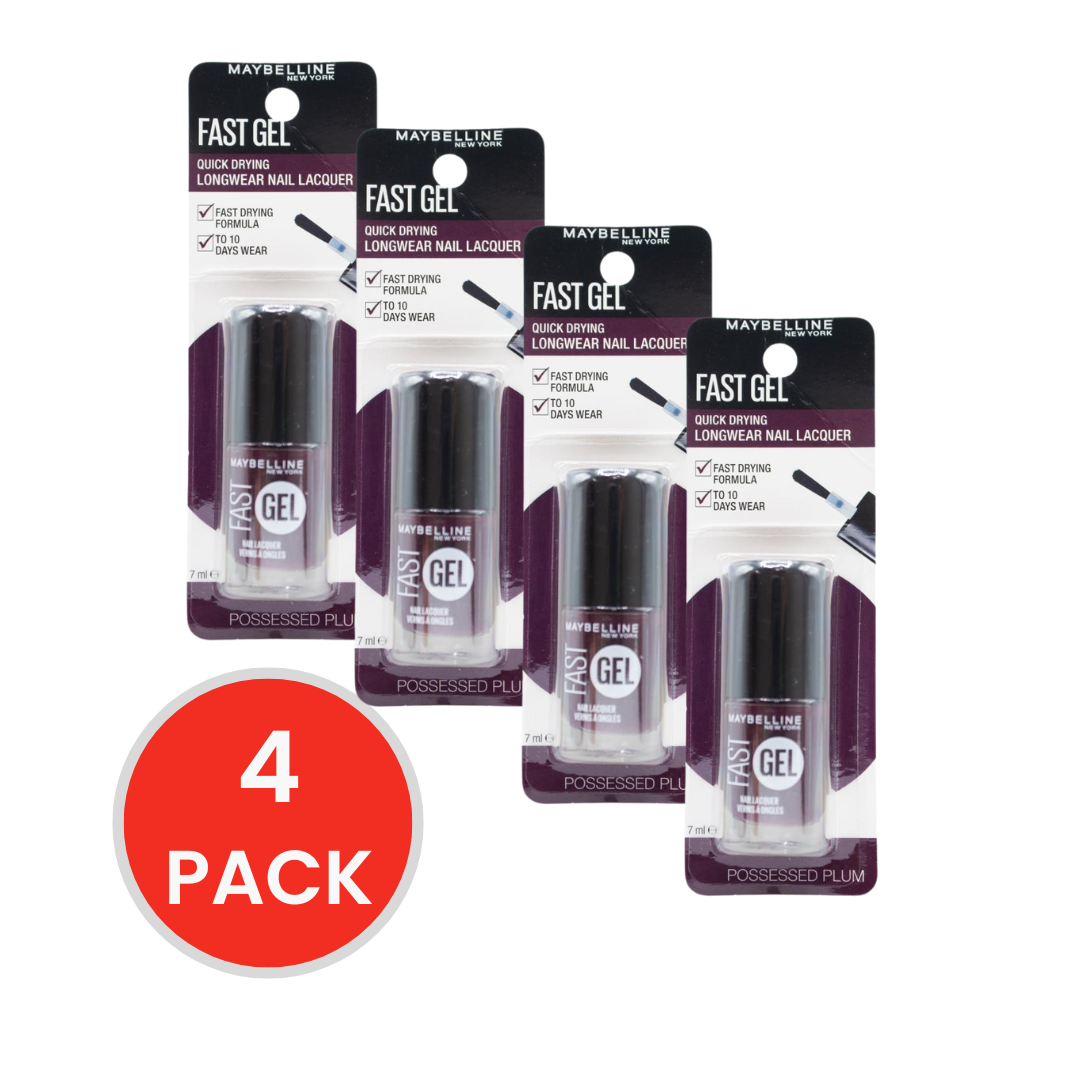 Maybelline 7mL Nail Lacquer Longwear Fast Gel Possessed Plum (4x Pack)
