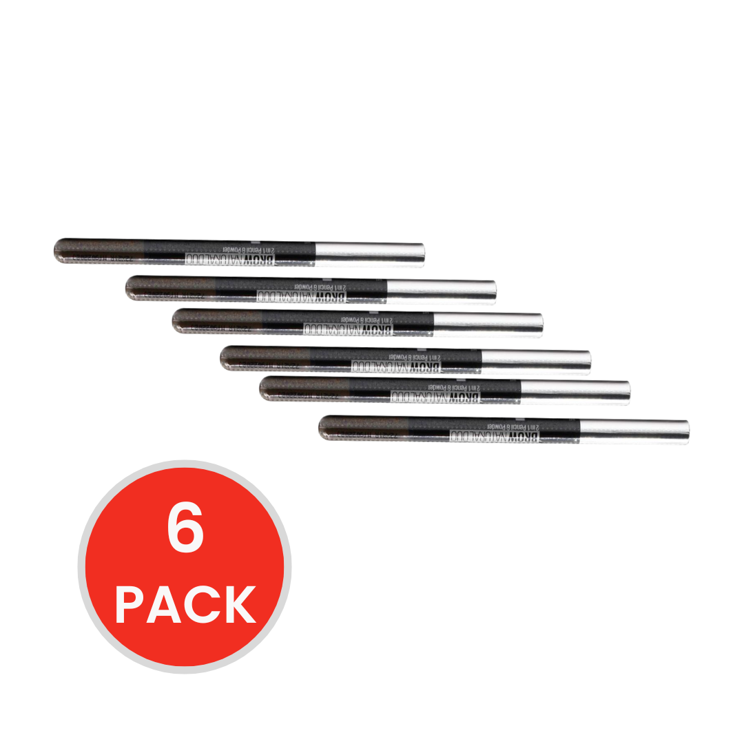 Maybelline Brow Natural Duo 2 in 1 Pencil and Powder Brown (6x Pack)